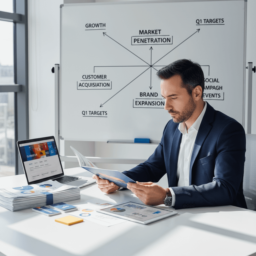 Commercial cleaning franchise owner developing marketing strategy with VELCOR's support resources